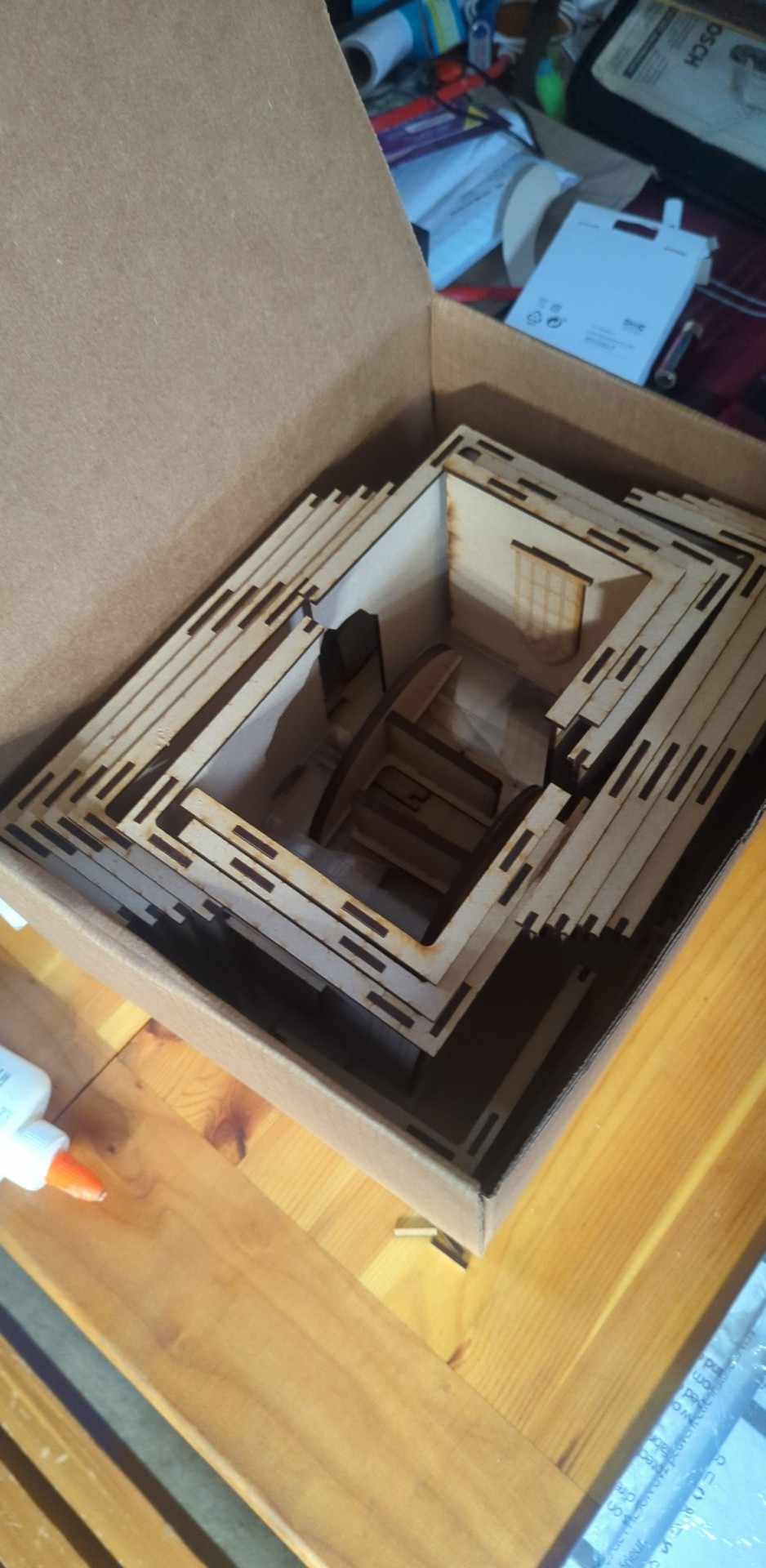 How to place assembled set back in the box